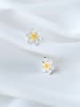 thumb All-match Gold Plated Flower Shaped S925 Silver Stud Earrings 0