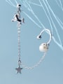 thumb 925 Sterling Silver With Platinum Plated Personality Pentagram Single Unicorn Pearl Ear Clip 0