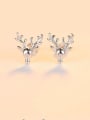 thumb 925 Sterling Silver With Gold Plated Simplistic Antlers Stud Earrings 3