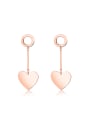 thumb Simple Heart Hollow Round Rose Gold Plated Drop Earrings 0