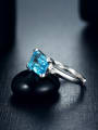 thumb Simple Rectangular Sapphire Gemstone Engagement Ring 1