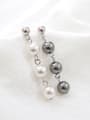 thumb Fashion Three Artificial Pearls Silver Stud Earrings 0