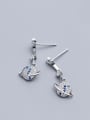 thumb 925 Sterling Silver With Platinum Plated Personality Planet Drop Earrings 0