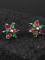 thumb Little Double Color Flower Marquise Zirconias 925 Sterling Silver Stud Earrings 1