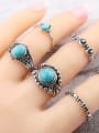 thumb Retro style Turquoise Stones Antique Silver Plated Alloy Ring Set 1