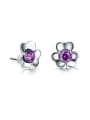 thumb Women Purple Zircon Flower stud Earring 0