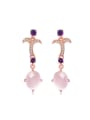 thumb 18K Rose Gold Plated Pink Crystal Drop Earrings 0