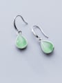 thumb 925 Sterling Silver With Platinum Plated Fashion Water Drop Hook Earrings 0
