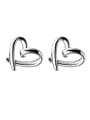 thumb 925 Sterling Silver With Platinum Plated Fashion Heart Stud Earrings 0
