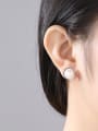 thumb Sterling Silver  round Freshwater Pearl Stud Earrings 1