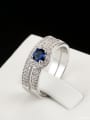 thumb Exquisite Double Layer White Gold Plated Zircon Ring Set 2
