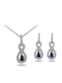 thumb Blue Number Eight Shaped Zircon Copper Two Pieces Jewelry Set 0