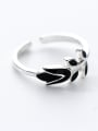 thumb Adjustable Open Design Flower Shaped Glue S925 Silver Ring 1