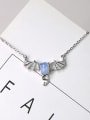 thumb Personalized Little Bat Blue Stone 925 Silver Necklace 2