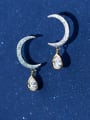 thumb 925 Sterling Silver With Platinum Plated Delicate Moon Earrings 0