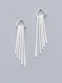 thumb 925 Sterling Silver With Silver Plated Simplistic Hollow Triangle Tassels Stud Earrings 3