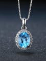 thumb White Gold Plated Oval Shining Topaz Fashion Pendant 2