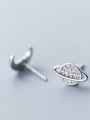 thumb 925 Sterling Silver With Silver Plated Cute Cosmic Moon Stud Earrings 1