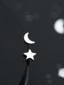 thumb All-match Moon And Star Shaped S925 Silver Stud Earrings 0