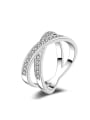 thumb Cross-shape Micro Pave Zircons Copper Ring 0