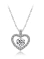 thumb Copper inlaid Hearts and Arrows  zircon Love Heart Necklace 0