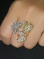 thumb Copper With  Cubic Zirconia Trendy Flower Statement Rings 1