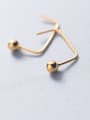 thumb 925 Sterling Silver With 18k Gold Plated Simplistic Ball Stud Earrings 0