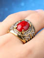 thumb Retro style Gold Plated Red Turquoise stone White Rhinestones Ring 1