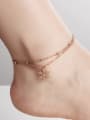 thumb Classical Snowflake Two-chain Beads Titanium Anklet 1