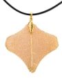 thumb Fashion Rose Gold Plated Natural Leaf Artificial Leather Necklace 2