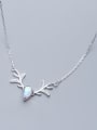 thumb 925 Sterling Silver With Silver Plated Simplistic Antler Water Drop Necklaces 0