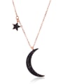 thumb Stainless Steel With black Rhinestone Trendy Moon star Necklaces 0