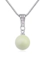 thumb Simple Imitation Pearl-accented Crystals Pendant Alloy Necklace 1