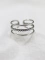thumb Simple Three-band Antique Silver Plated Opening Ring 0