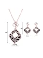 thumb Alloy Rose Gold Plated Fashion Rhinestones Hollow Square Two Pieces Jewelry Set 2