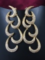 thumb Women 18K Gold Plated Moon Shaped Zircon Drop Earrings 1