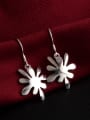 thumb Christmas Gist Flowers Shaped White Gold Plated Drop Earrings 1