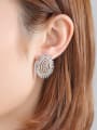thumb Copper With Platinum Plated Luxury Oval Cubic Zirconia Cluster Earrings 3