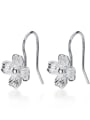 thumb 925 Sterling Silver With Platinum Plated Simplistic Flower Hook Earrings 2