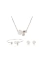 thumb Alloy White Gold Plated Fashion Flower Artificial Gemstones Three Pieces Jewelry Set 0