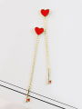 thumb Little Red Heart shapes Gold Plated Earrings 0