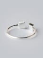 thumb S925 Silver Squares Geometry Simple Opening Midi Ring 2