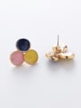 thumb Alloy With Gold Plated Fashion Round Stud Earrings 4