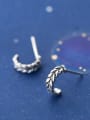 thumb 925 Sterling Silver With Silver Plated Simplistic Wheat Shaped Stud Earrings 2