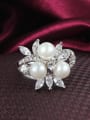 thumb Glittering 18K Gold Plated Artificial Pearl Flower Ring 1
