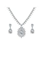 thumb Copper With Platinum Plated Luxury Water Drop  Earrings And Necklaces 2 Piece Jewelry Set 0