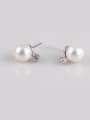 thumb 8mm Shell Pearls, Copper And Zircon stud Earring 0