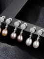 thumb Sterling silver micro-set 3A zircon 8-9mm natural pearl earrings 0