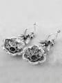 thumb Antique Silver Plated Black Resin stones Crystals Alloy Flowery Earrings 3