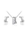 thumb Delicate Platinum Plated Geometric Shaped Austria Crystal Two Pieces Jewelry 0